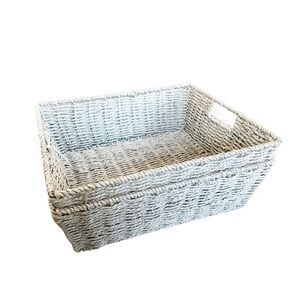 Brand New Set of Two Whitmor Rattique Shelf Tote with handles, Gray, Pantry Bin